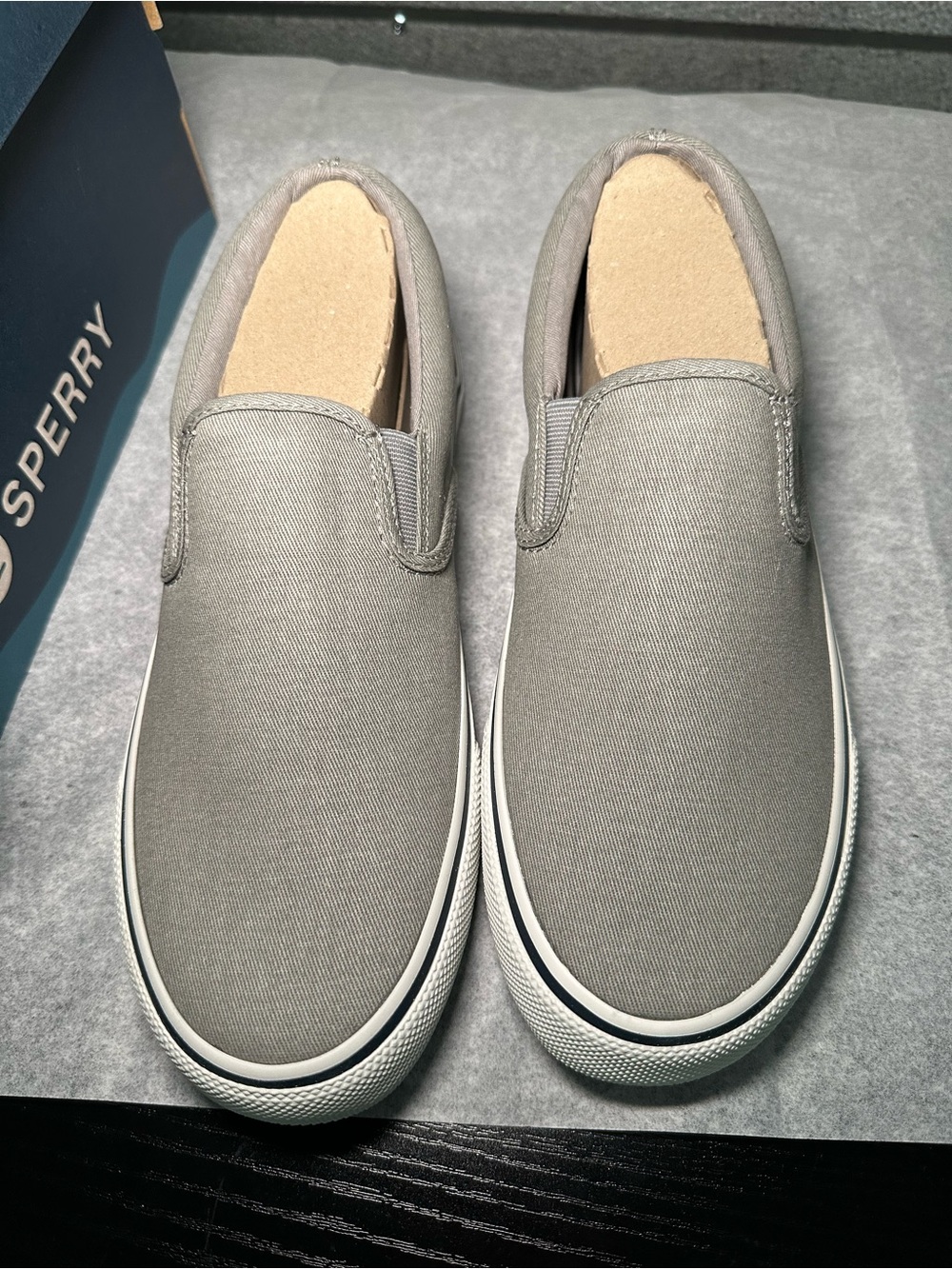 Sperry Men's Slip-On Canvas Loafers in Light Gray
